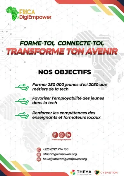 Visuel de présentation du programme Africa digiempower de la Fondation THEYA by Cybastion. Design by adambita (alias adatheartist)