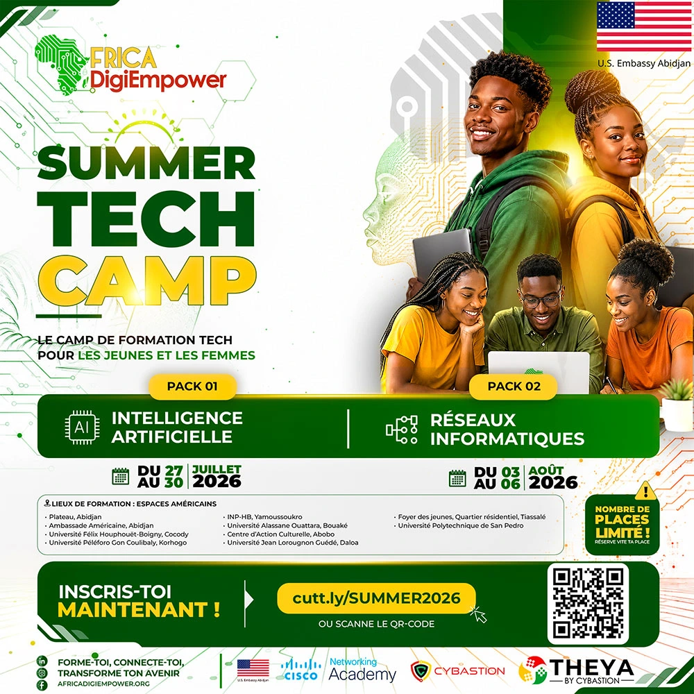 Summer tech camp 2026 square000-Africa DigiEmpower formations gratuites pour les jeunes. design by adambita237