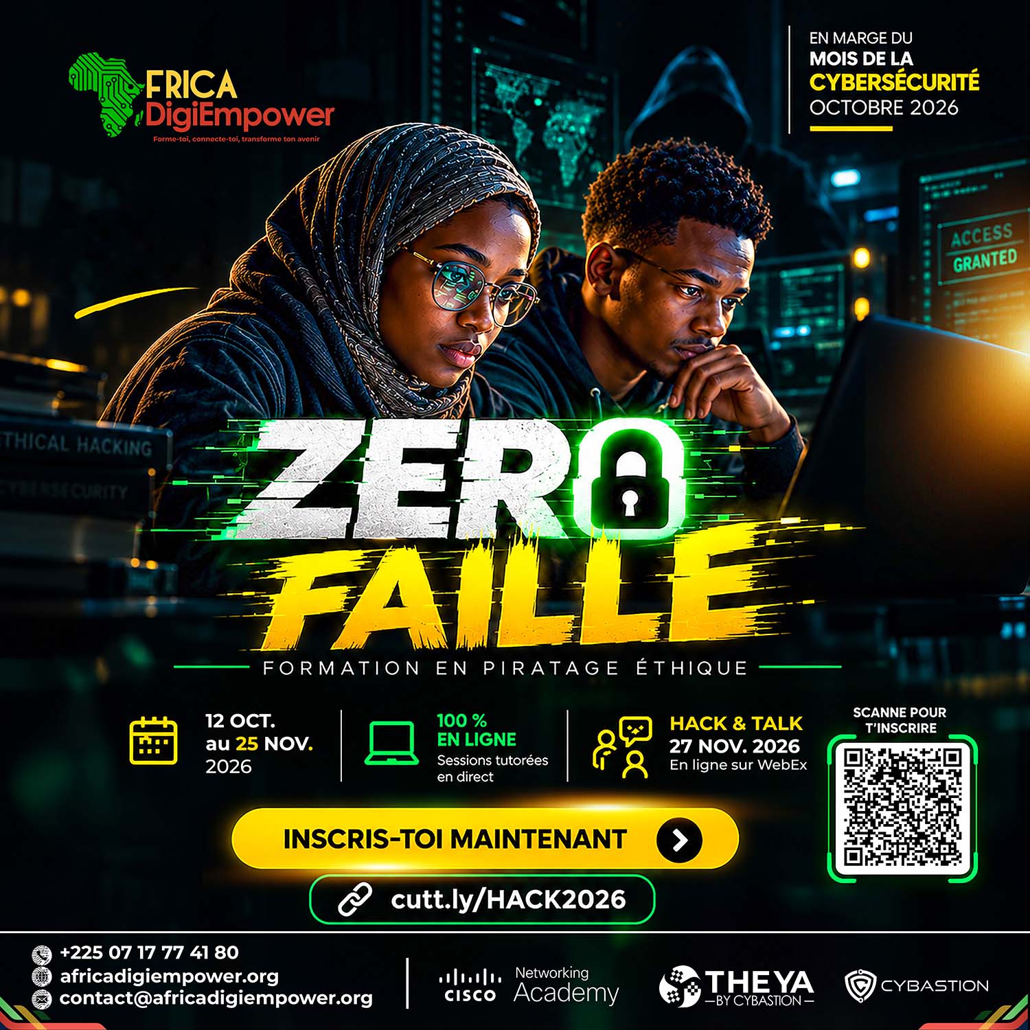 Zero faille formation en cybersecurite carre000-Africa DigiEmpower formations gratuites pour les jeunes. design by adambita237