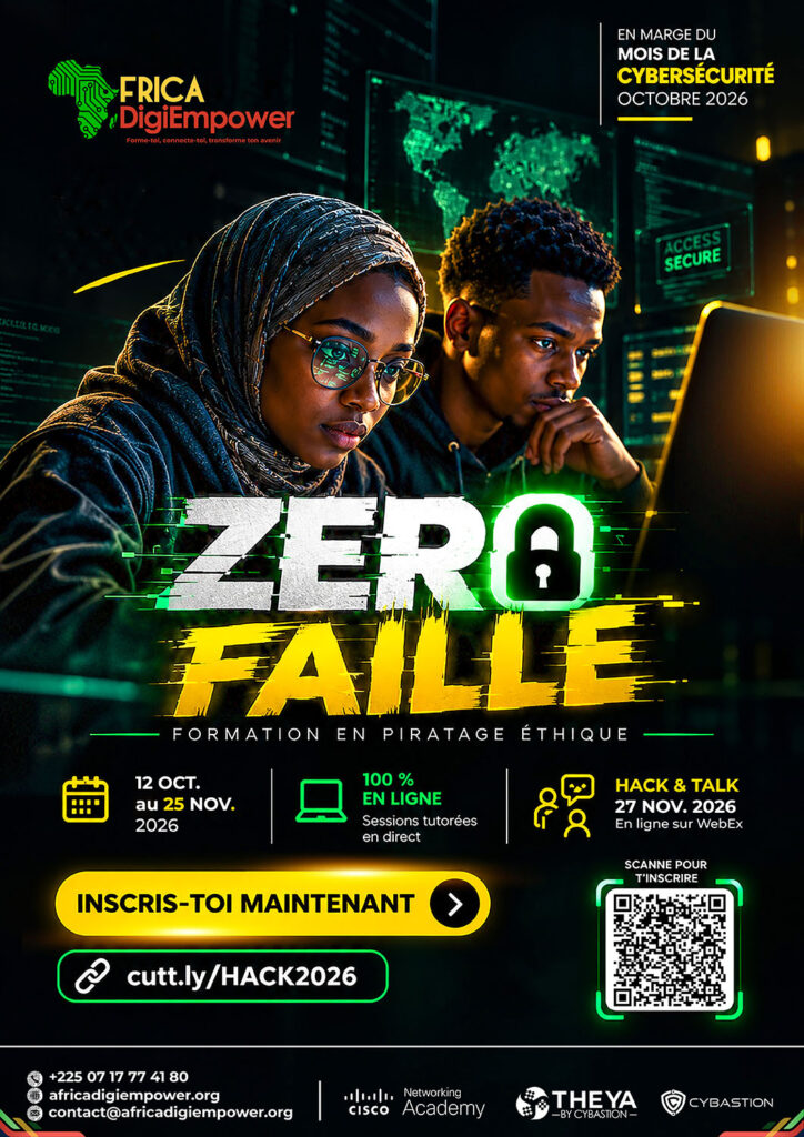 Affiche cyberpunk zero faille a4 000-Africa DigiEmpower formations gratuites pour les jeunes. design by adambita237